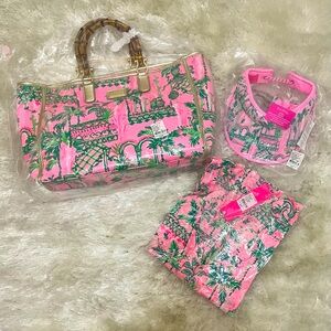 NWT LILLY PULITZER MATCHING SET TOTE ETTA TOP & VISOR SET MANDEVILLA BABY NIP